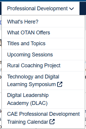 OTAN Professional Development Menu Tab